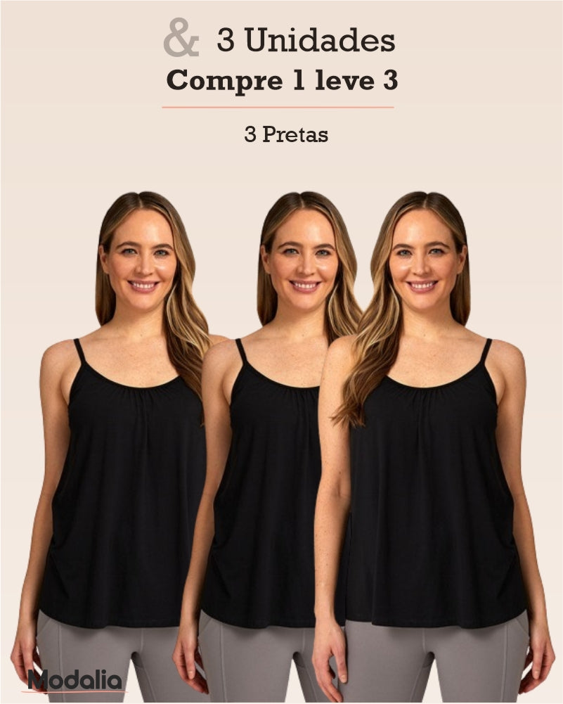 REGATA COM SUTIÃ EMBUTIDO (COMPRE 1 LEVE 3)